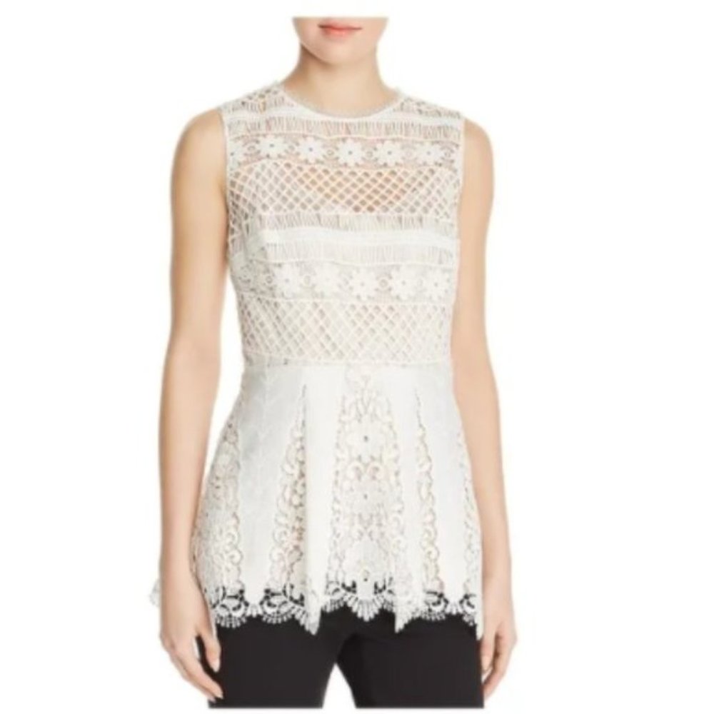 Elie Tahari Alessandra Floral Crochet Lace Blouse Size 6